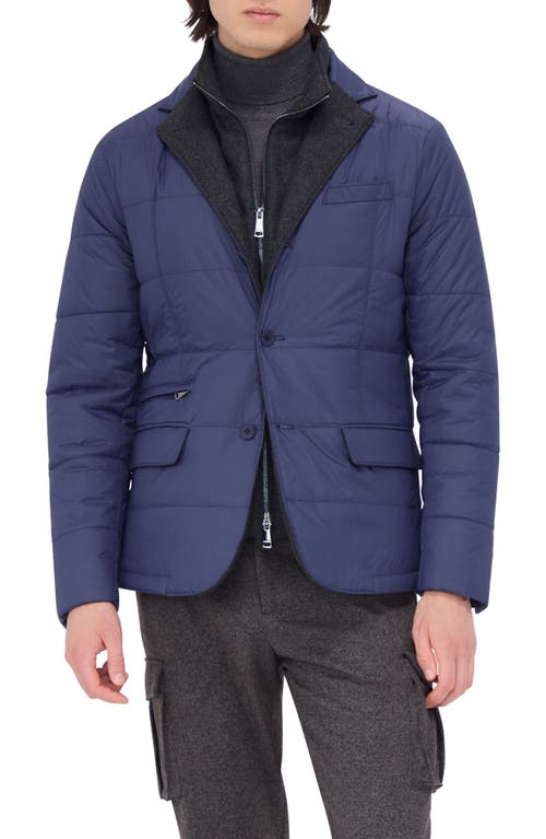 Shop Bugatchi Quilted Water Repellent Nylon Blazer With Bib In Navy