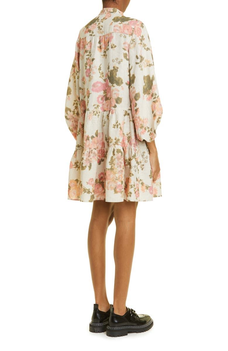 Erdem Winona Floral Print Tiered Linen Dress | Nordstrom
