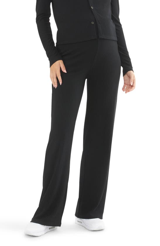 Shop Ripe Maternity Cindy Rib Straight Leg Maternity Pants In Black