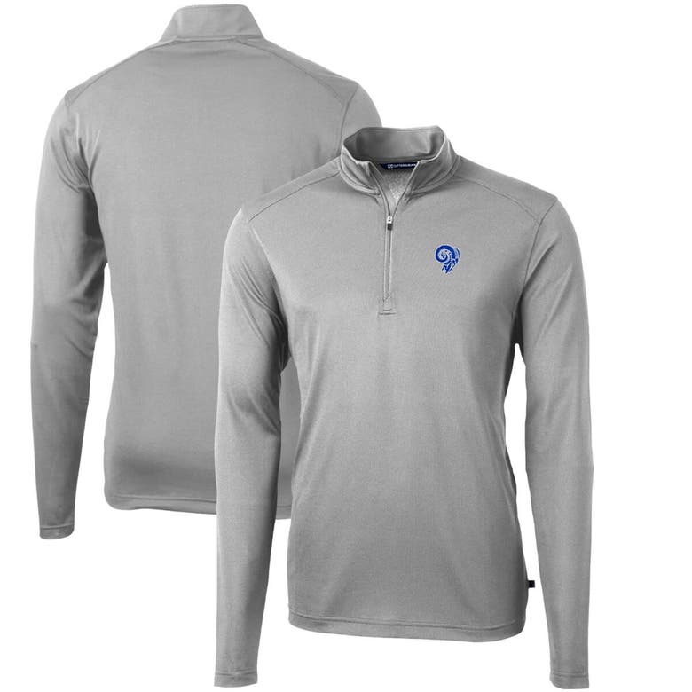 Cutter & Buck Gray Los Angeles Rams Throwback Logo Virtue Eco Pique Recycled Quarter-zip Pullover To