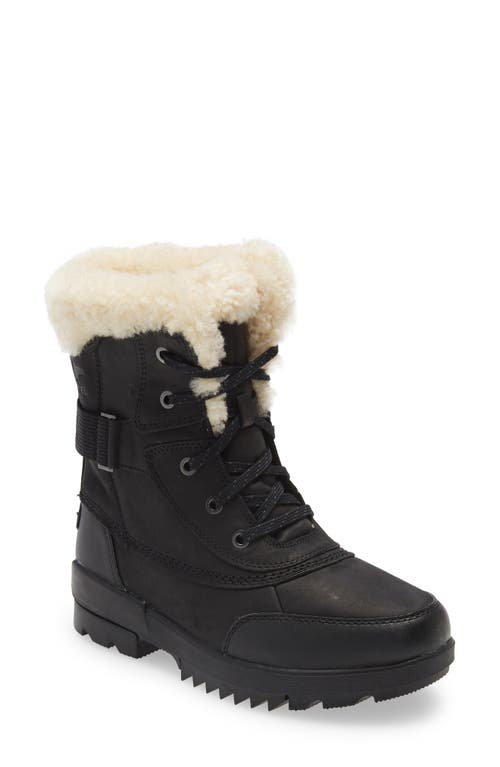 SOREL Tivoli IV Parc Genuine Shearling Trim Waterproof Boot in Black Sea Salt at Nordstrom, Size 5.5