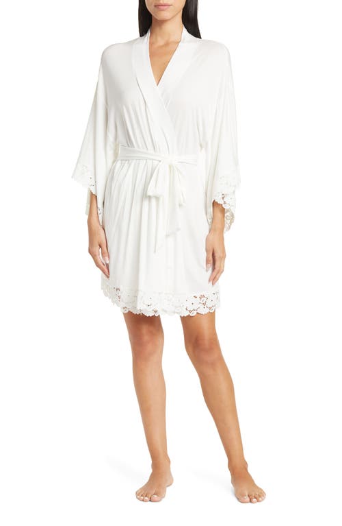 Eberjey Naya Lace Trim Jersey Knit Robe at Nordstrom,