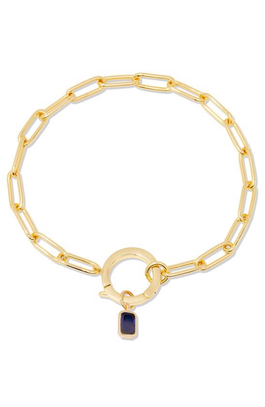 Shop Brook & York Brook And York Colette Birthstone Paper Clip Chain Bracelet In Gold - September