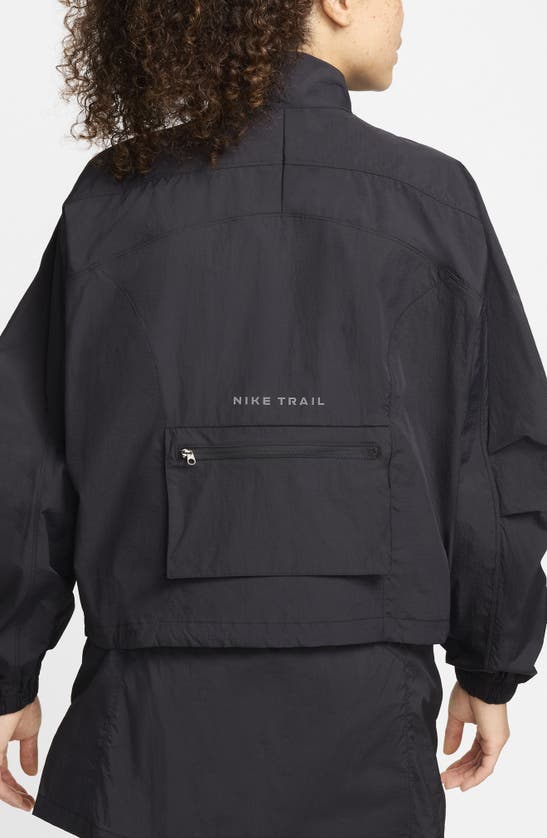 Shop Nike Trail Repel Water Repellent Running Jacket In Black/ Dark Smoke Grey
