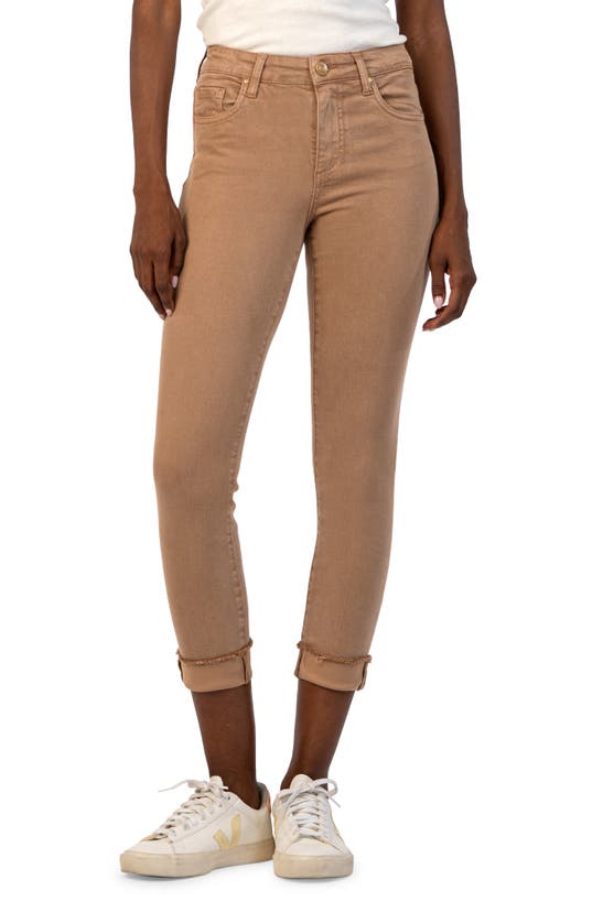Shop Kut From The Kloth Amy Fray Hem Crop Skinny Jeans In Cappuccino