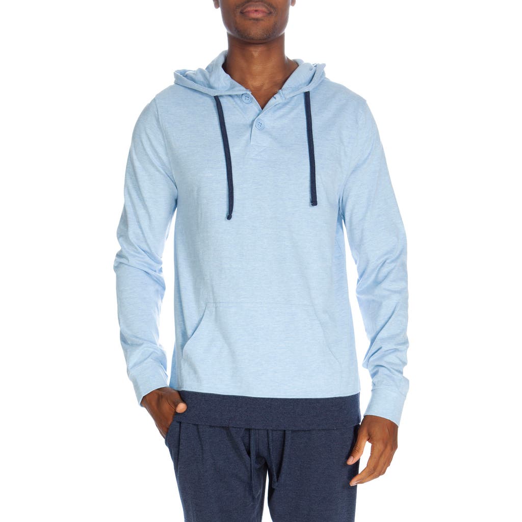Unsimply Stitched Sleep Henley Hoodie In Heather Light Blue