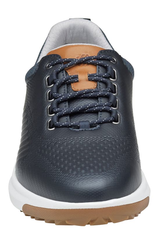 Shop Johnston & Murphy Amherst Gl1 Sport Hybrid Waterproof Golf Sneaker In Navy Coated Knit