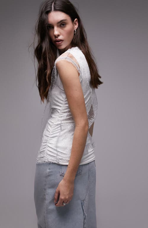 Topshop Sheer Layered Top In White In White