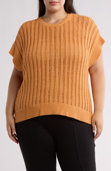 Sleeveless Pointelle Stitch Sweater (Plus)