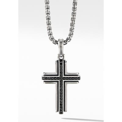 David Yurman Deco Cross Pendant With Pave Black Diamonds