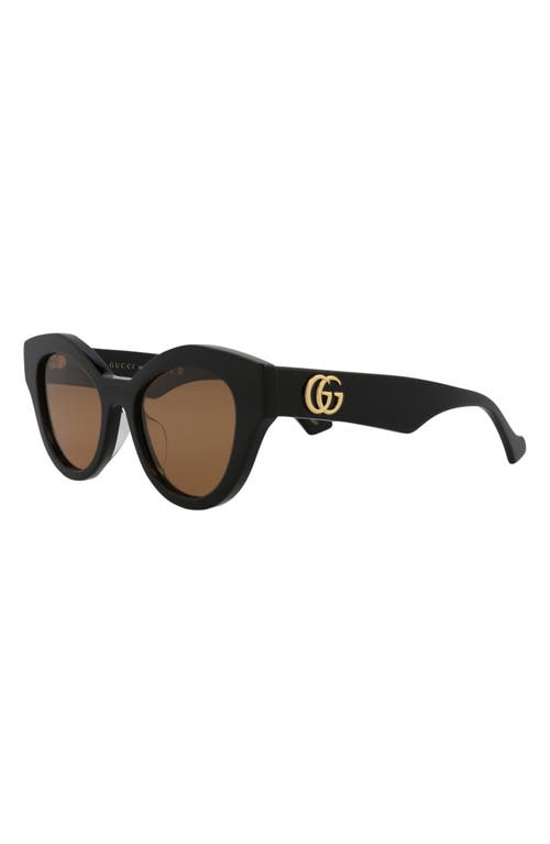 Gucci 51mm Cat Eye Sunglasses In Black Black Brown