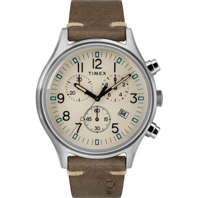 Timex Mk1 Chronograph Leather Strap Watch, 42Mm