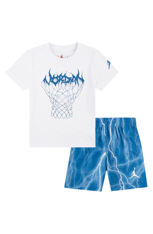 Jordan Kids' Sport Graphic T-Shirt & Sweat Shorts Set Industrial Blue at Nordstrom,