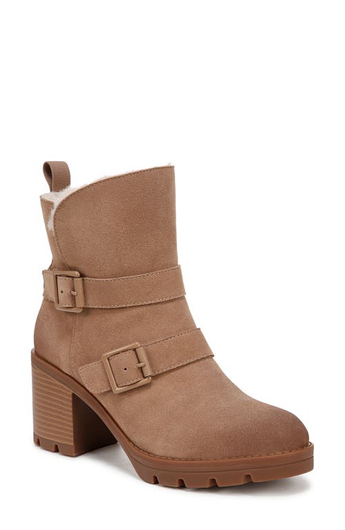 Naturalizer Verney Water Repellent Faux Fur Lined Platform Moto Bootie In Camel Brown