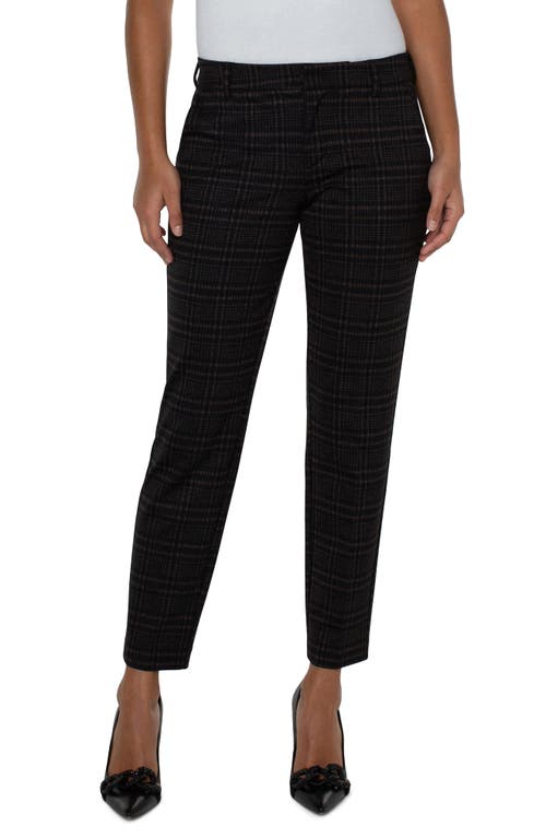 Liverpool Los Angeles Kelsey Tartan Plaid Knit Pants in Black/mocha Tartan Plaid at Nordstrom, Size 8