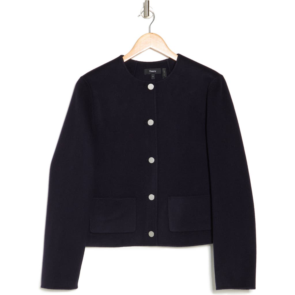 Theory Wool & Cashmere Crop Jacket In New Navy