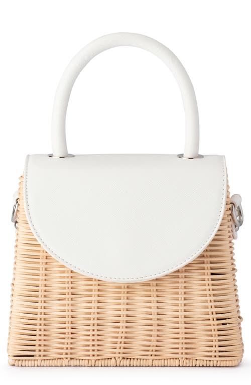 Donna Rattan Top Handle Bag in White