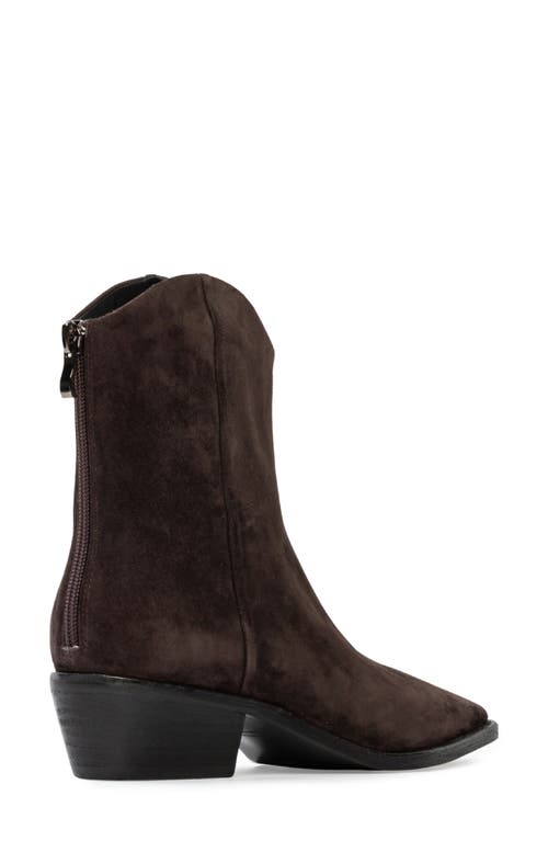 Black Suede Studio Reed Pointed Toe Western Boot In Hot Fudge