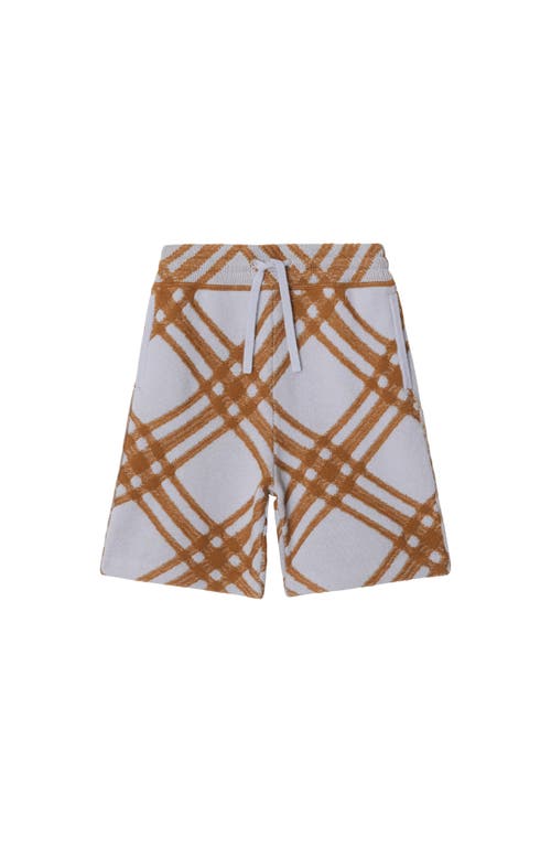 Shop Burberry Check Wool Cashmere Shorts In Slate Blue