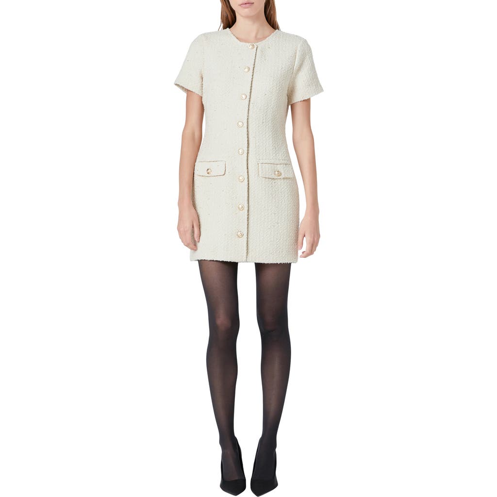 Endless Rose Button Tweed Minidress in Ivory
