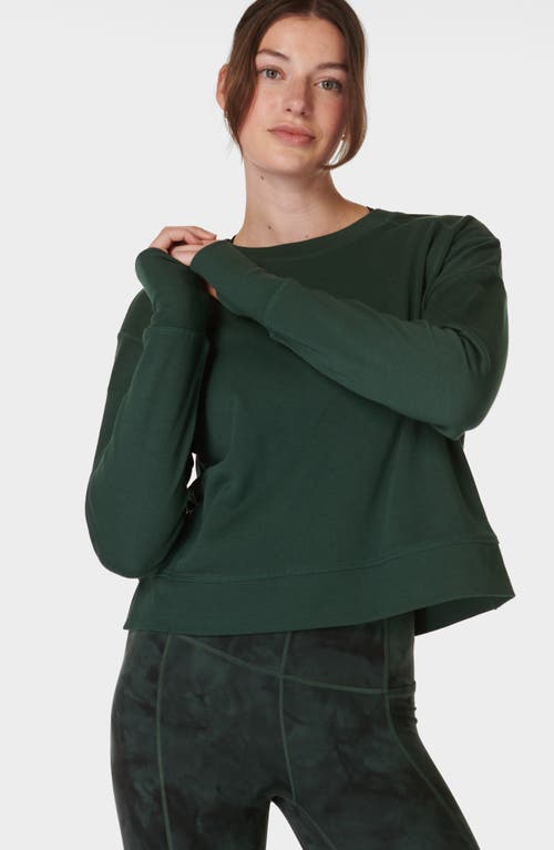 Shop Sweaty Betty After Class Organic Cotton Blend Longline Sweatshirt In Trek Green