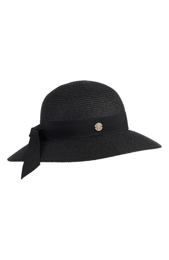 Shop Bruno Magli Medium Brim Ribbon Band Straw Sun Hat In Black