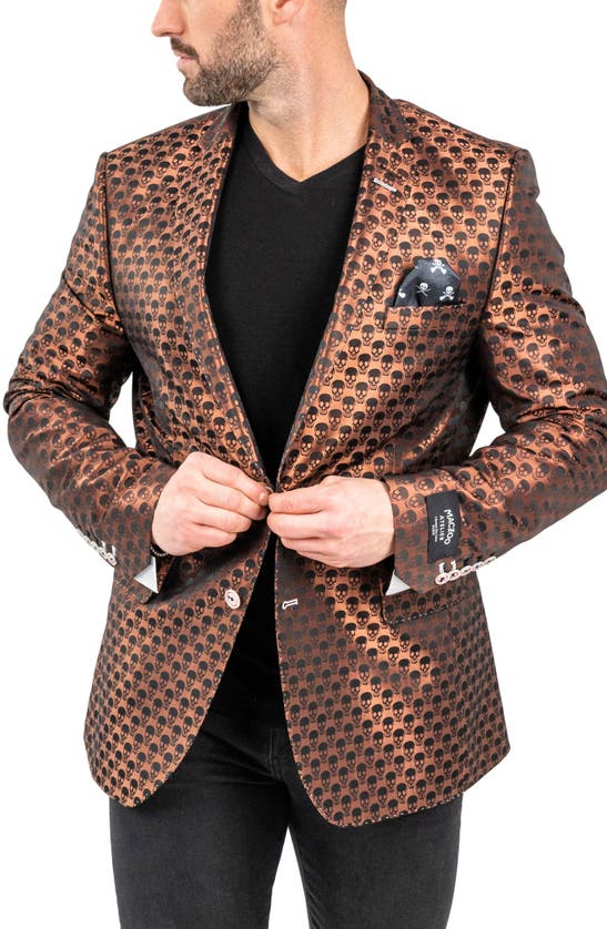 Shop Maceoo Skull Repeat Sport Coat In Orange