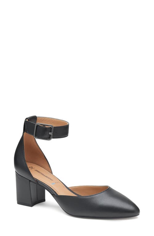 Shop Johnston & Murphy Vicki Ankle Strap Pump In Black Glove Leather