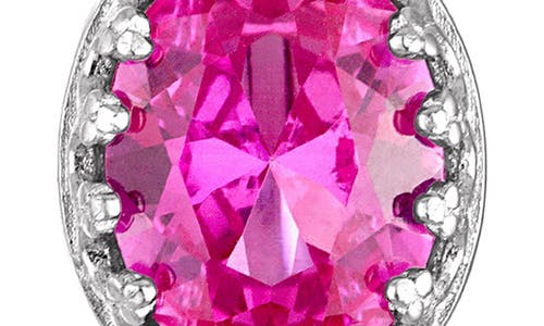 Fzn Sterling Silver Oval Stone Drop Earrings In Pink Sapphire