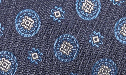 Shop Canali Medallion X-long Silk Tie In Dark Blue