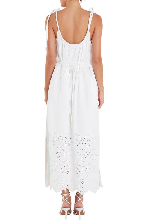 Shop English Factory Eyelet Tie Back Linen Blend Sundress In White