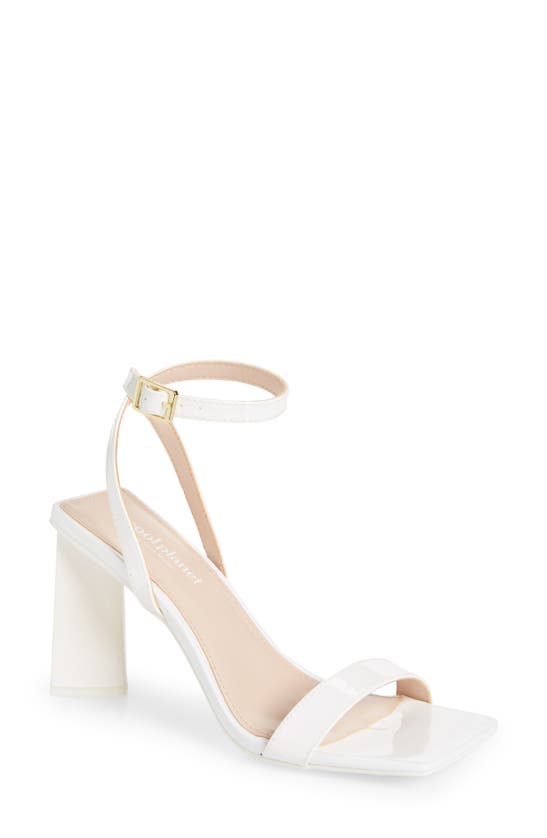 Cool Planet By Steve Madden Sculpted Ankle Strap Sandal In White Patent
