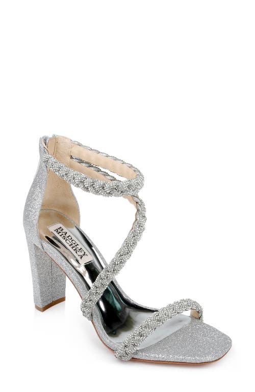 Badgley Mischka Collection Fenix Embellished Ankle Strap Sandal in Silver
