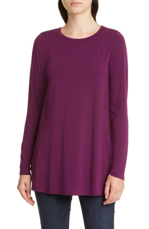 Eileen Fisher Crewneck Long Sleeve Tunic Top in Sweet Plum at Nordstrom, Size X-Large