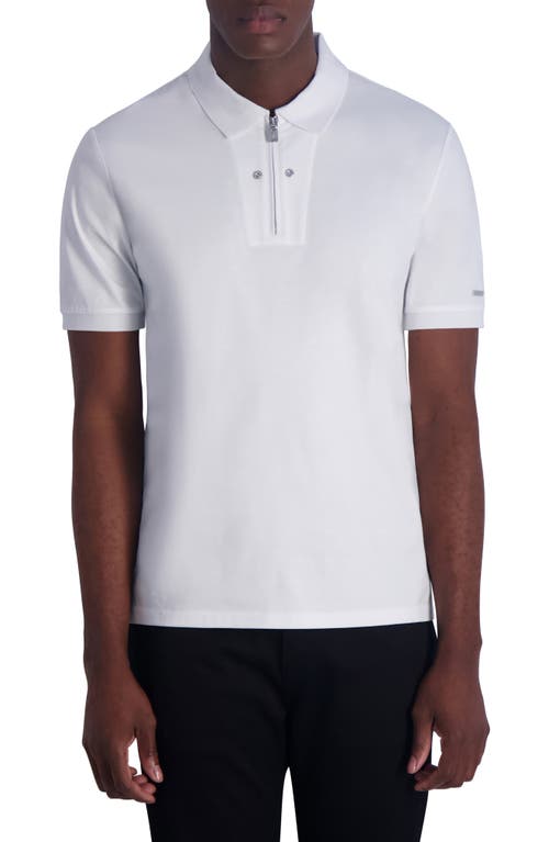 Karl Lagerfeld Paris Mercerized Cotton Quarter Zip Polo in White at Nordstrom, Size Large