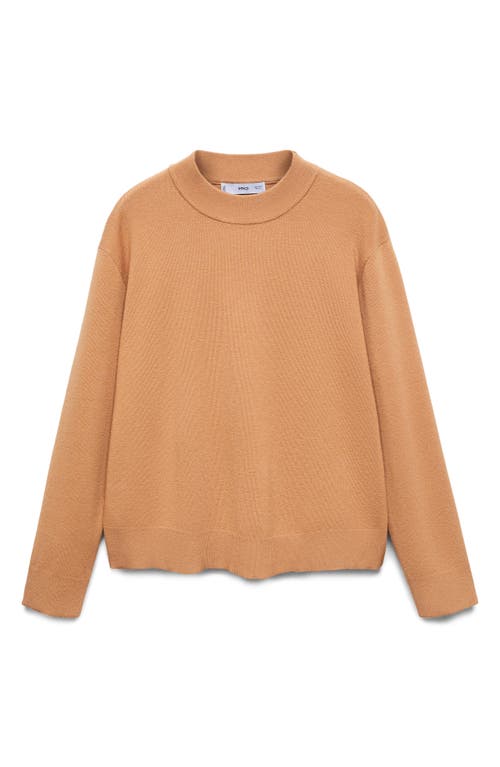 MANGO Crewneck Knit Sweater Medium Brown at