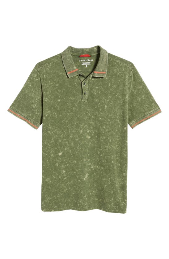 Shop Stone Rose Tipped Acid Wash Performance Jersey Polo In Olive