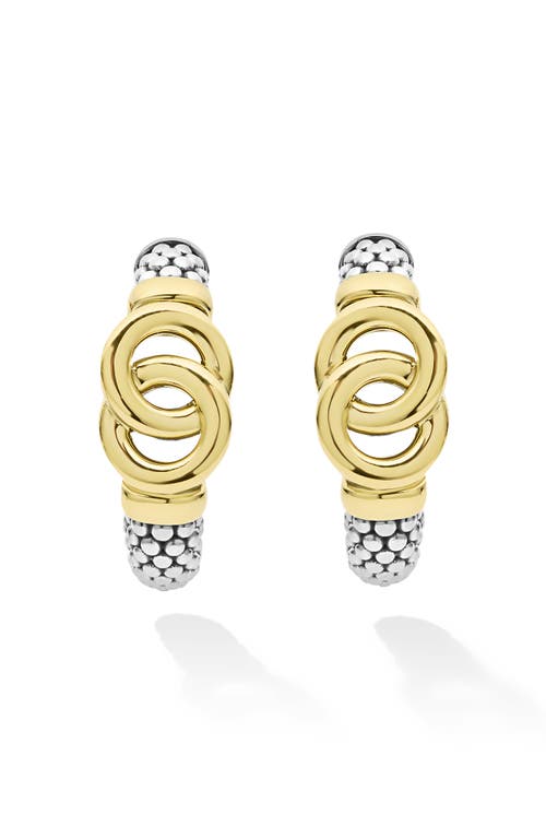 Lagos Signature Caviar Interlocking Circle Hoop Earrings In Two-tone