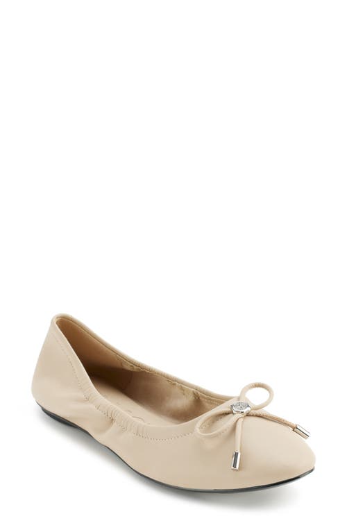 Shop Karl Lagerfeld Paris Velma Metallic Ballet Flat In Dusty Beige