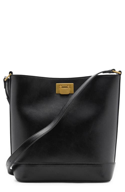 Shop Mango Faux Leather Shopper Bag In Black