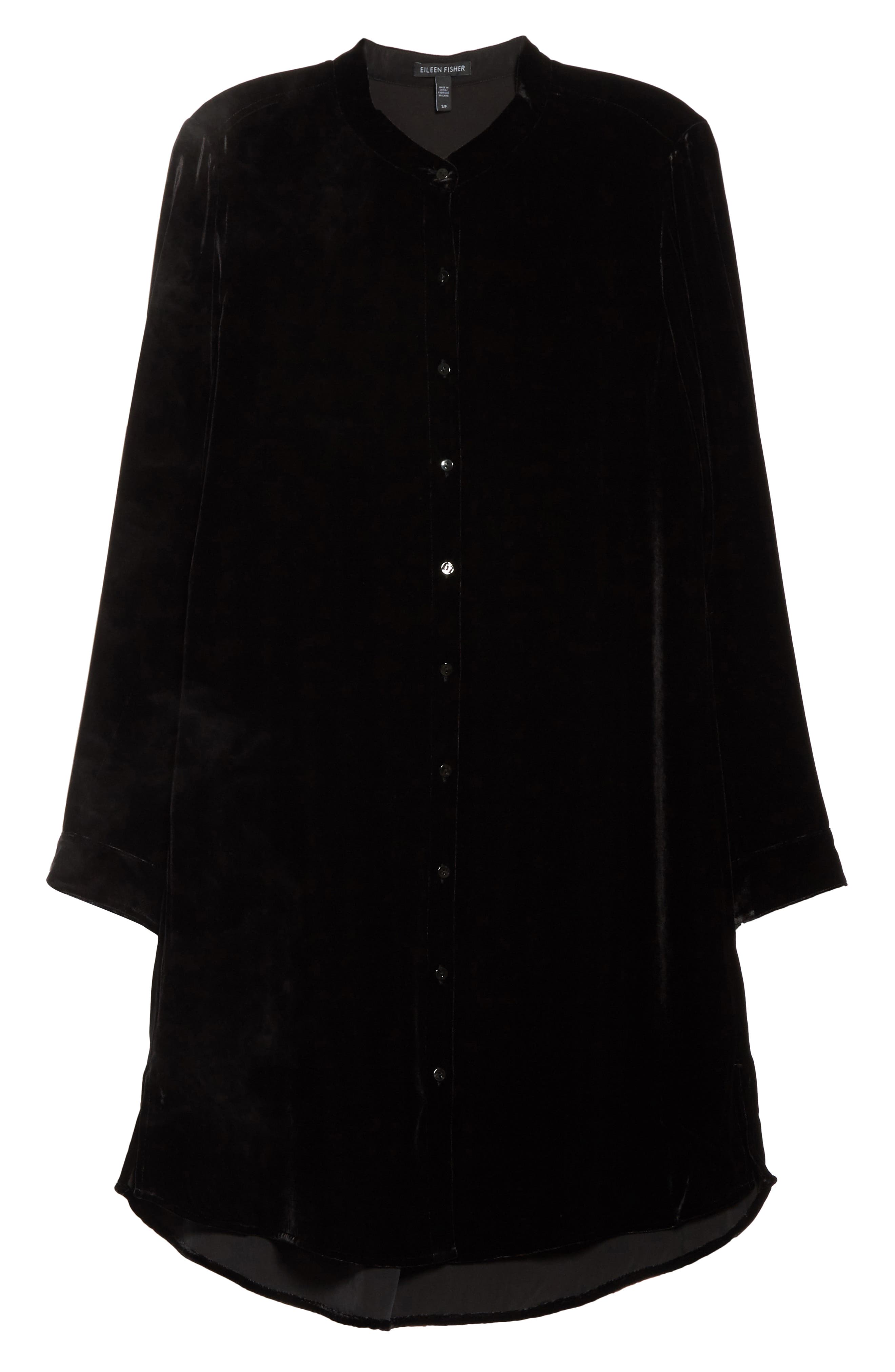 eileen fisher long velvet shirt