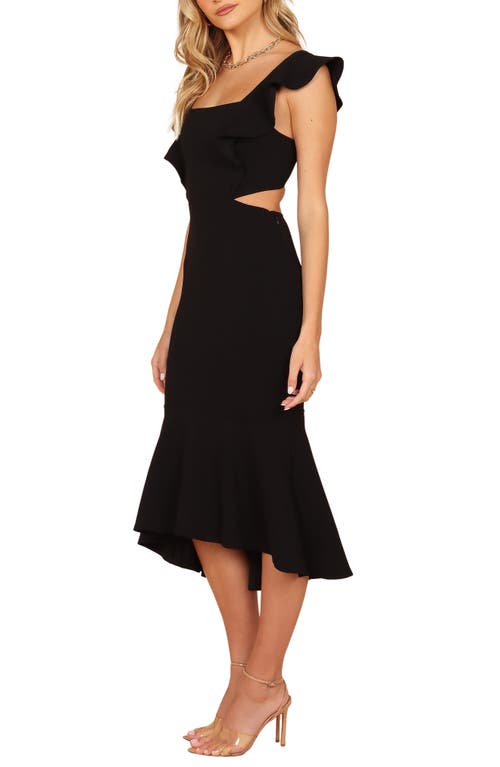 Petal And Pup Petal & Pup Yvonne Ruffle Trim Cutout High-low Dress In Black