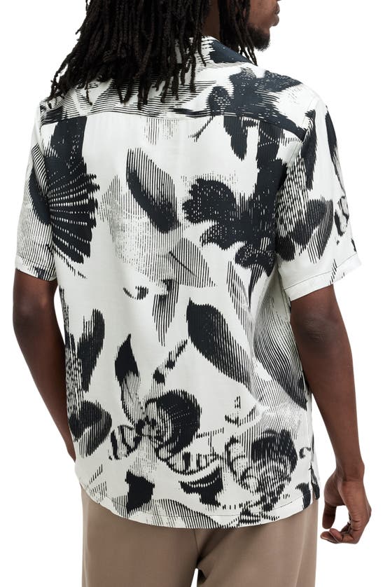 Shop Allsaints Frequency Floral Short Sleeve Button-up Camp Shirt In Off White