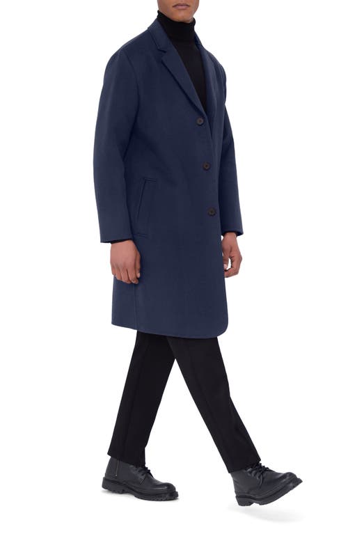 Shop Bugatchi Wool Blend Coat In Navy