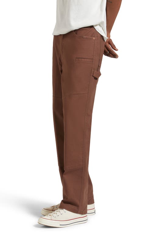 Shop Brixton Builders Flat Front Carpenter Pants In Pinecone Brown