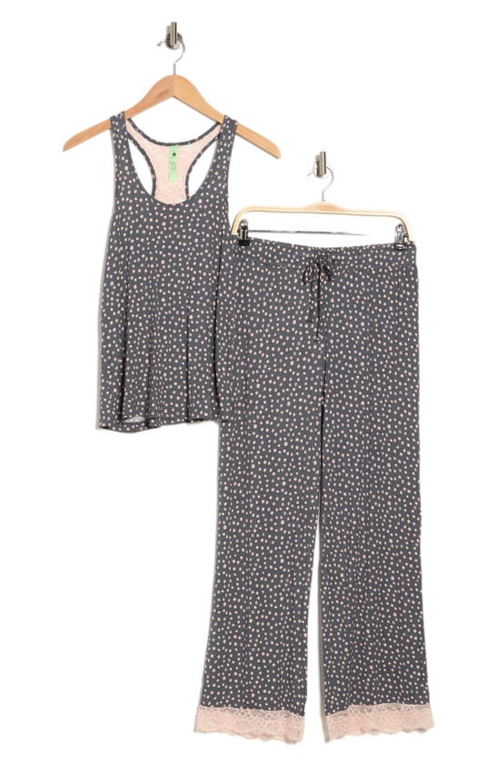 Honeydew Intimates Honeydew Lace Trim Racerback Tank & Pants 2-piece Pajama Set In Odyssey Dot