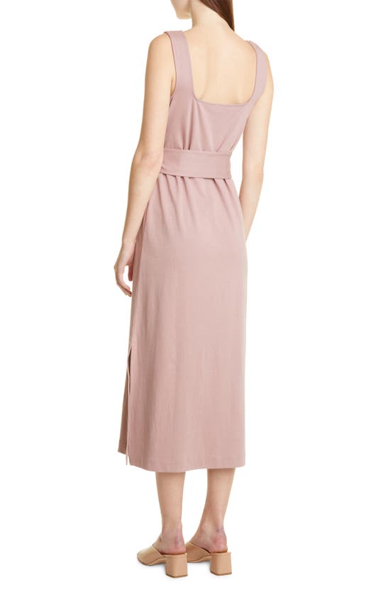 Vince Belted Square Neck Midi Dress In Dk Mauve Orchid