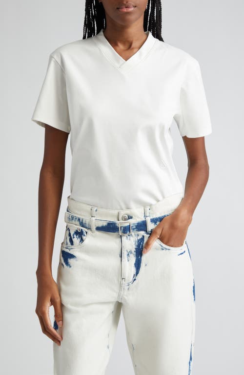 Talia Monogram V-Neck Cotton Jersey T-Shirt in White