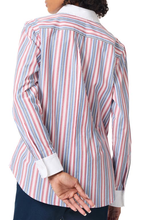 Shop Jones New York Oversize Button-up Shirt In Rose Multi