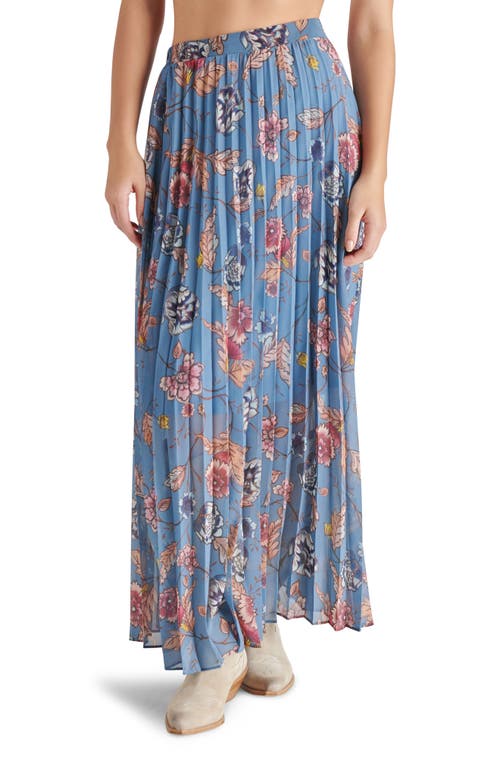 Shop Steve Madden Coppola Floral Pleated Maxi Skirt In Cadet Blue